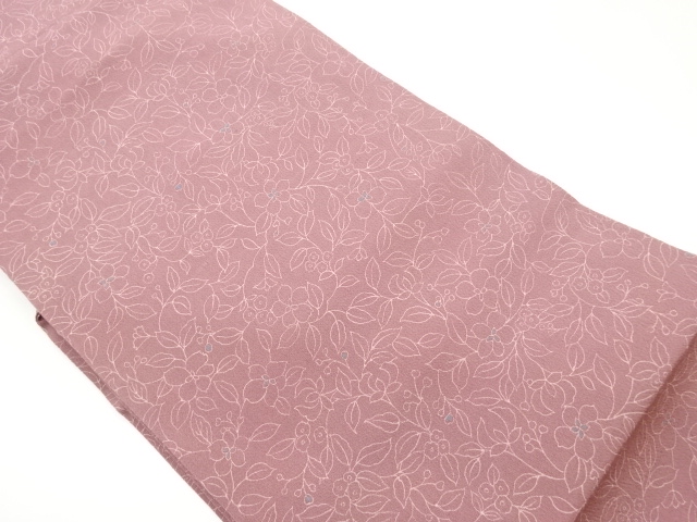 縮緬地花葉模様名古屋帯